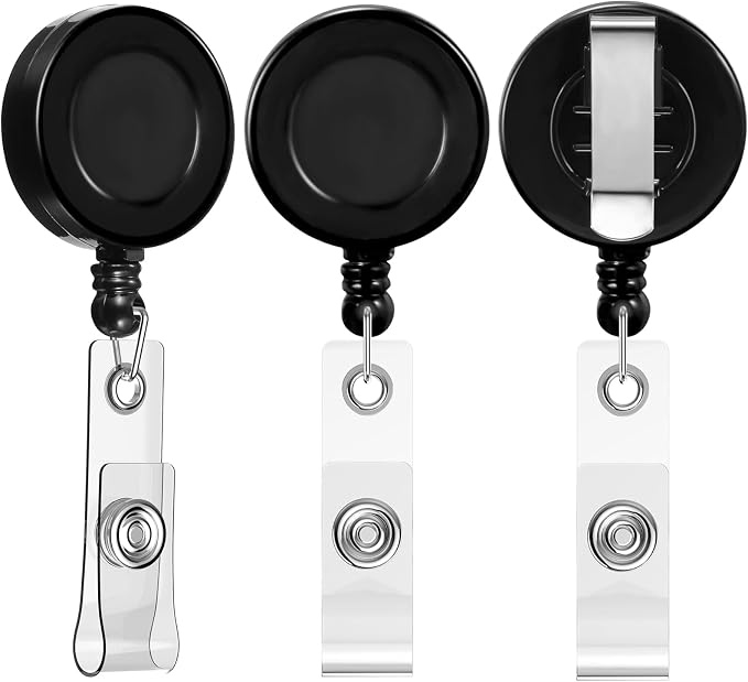 Zonon 3 Pcs Retractable Badge Reel Clips ID Card Holder Reel by Zonon
