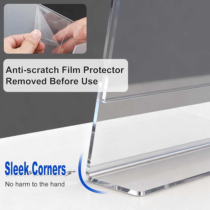 Horizontal Acrylic Sign Holder 5 x 7, L-Shape Clear Plastic Display Stand - Image 4