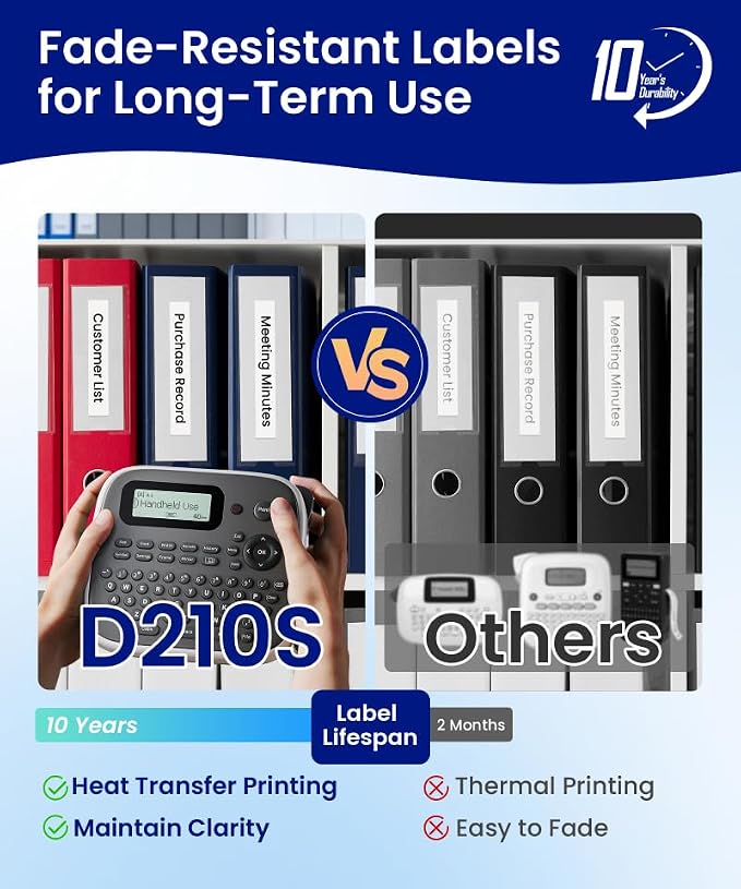 Label Maker Machine with 4 Tapes, 12mm Laminated Waterproof-Labels, D210s - Image 2