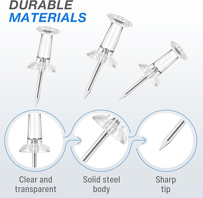 200 Pcs Clear Push Pins Tacks - Image 3