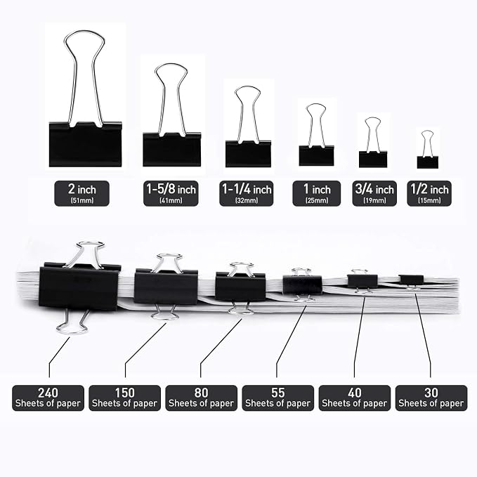 Mini Binder Clips, 144 Pack, 5/8 Inch, Standard 15mm, Micro Paper Clips - Image 3