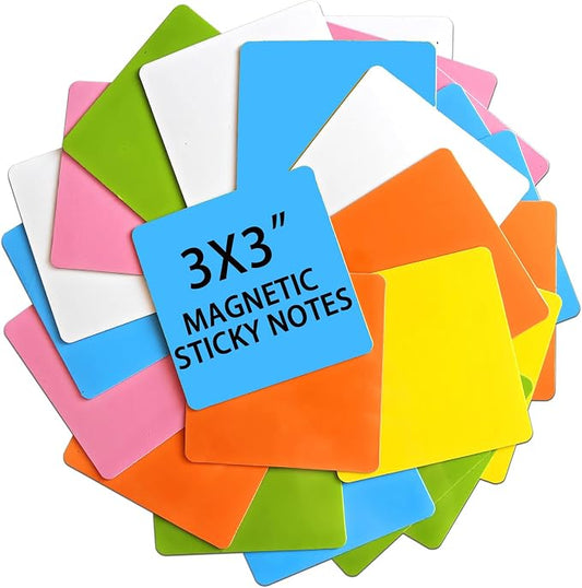 12 Pack 3"x3" Reusable Magnetic Sticky Notes, Dry Erase Whiteboard Magnets by JINGZHAN