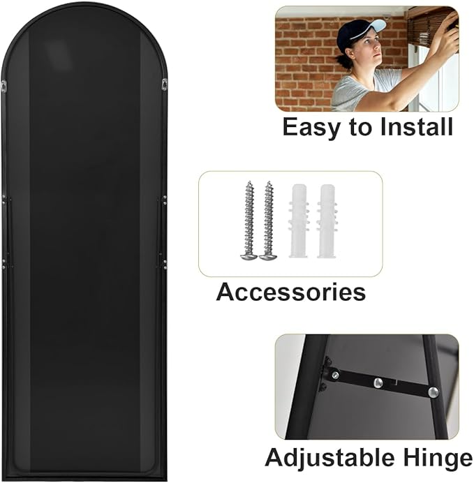 HARRITPURE 58"x18" Arched Full Length Mirror Free Standing Leaning Mirror Hanging Mounted Mirror Aluminum Frame Modern Simple Home Decor for Living Room Bedroom Cloakroom, Gold-DeskLoop Office