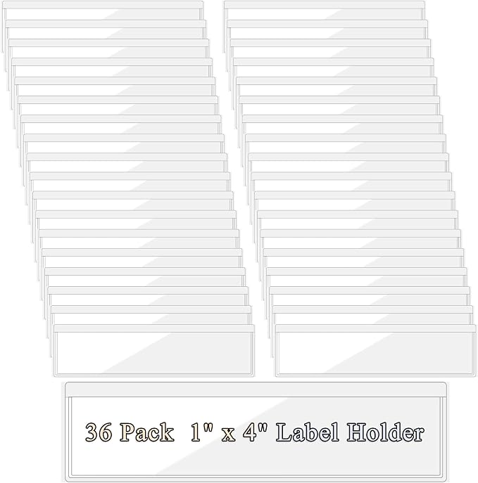Antner 36 Pack 1.2" x 4.3" Self-Adhesive Label Holders Index Card Pockets by Antner
