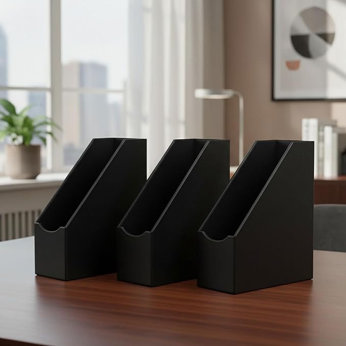 UnionBasic Magazine File Holder, Leatherette Desktop Document Organizer - Image 3