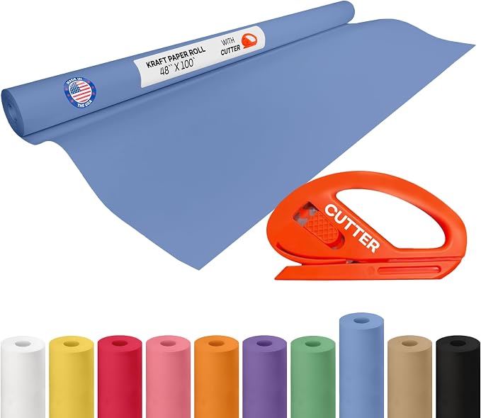 Blue Kraft Paper Roll 48" x 1200" by IDLPackaging