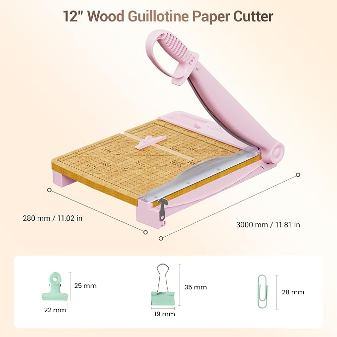 12 Inch Heavy Duty Paper Cutter, Wood Guillotine Paper Cutter & Paper Trimmer - Image 5