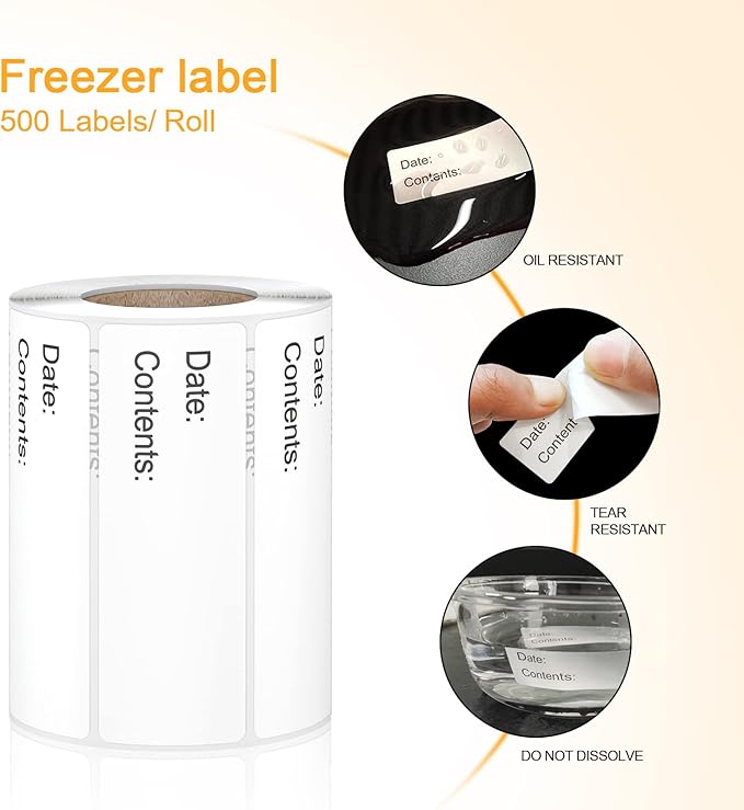 500pcs Food Labels, 1 x 3 Inch Freezer Labels Removable - Image 4
