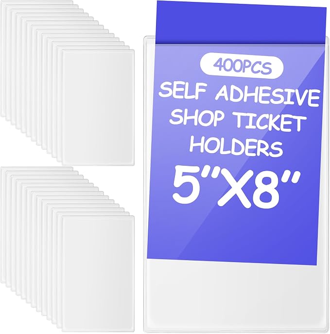 Outus 400 Pcs Self Adhesive Shop Ticket Holders Clear Plastic Sleeves Adhesive by Outus