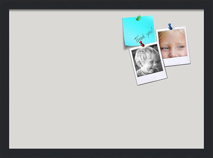 PinPix 21x15 Inch Cork Bulletin Board. This Decorative Framed Pin Board Comes with Light Stone Design and a Satin Black Frame. Ideal for Home Office Decor or Message Board (PinPix-1809)-DeskLoop Office