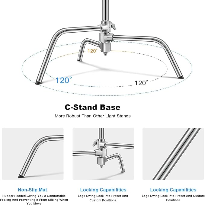 Soonpho Adjustable 10ft/3.3m Heavy Duty Light Stand - Image 3