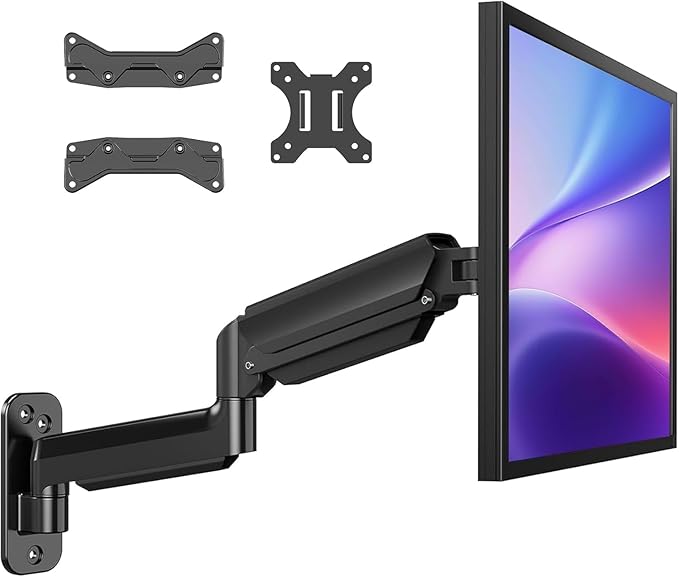 HUANUO Computer Monitor Wall Mount for 22 to 35 inch Flat Curved Screens, Single Wall Mount Monitor Arm Holds up to 26.4lbs, Height Adjustable Full Motion Gas Springcore Vesa Mount, Max 200x200mm-DeskLoop Office