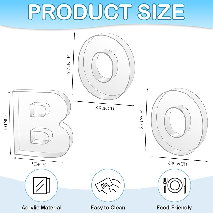 3 Pcs Boo Letters Food Tray, Reusable Board Display - Image 2