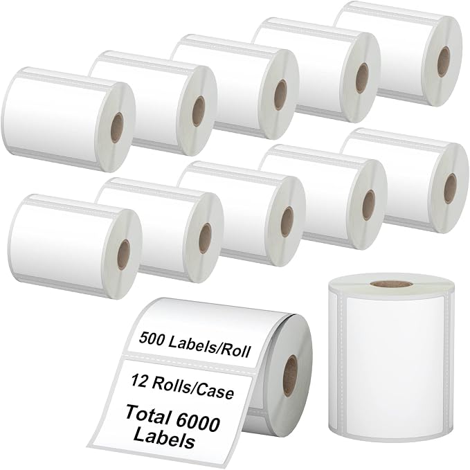 12 Rolls 6000 Pcs 4"x3" 3-Proof Direct Thermal Shipping Labels 1" Core by LabelChoice