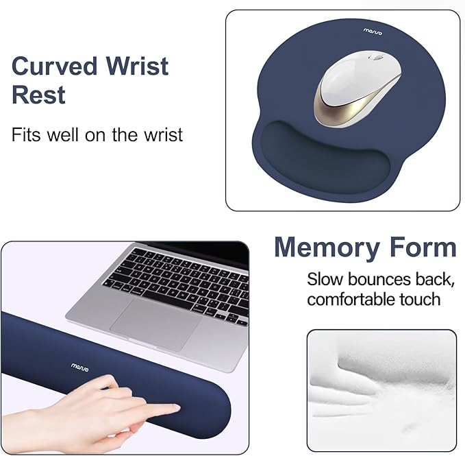 MOSISO Wrist Rest Support for Mouse Pad&Keyboard Set, Circle Curved Ergonomic - Image 4