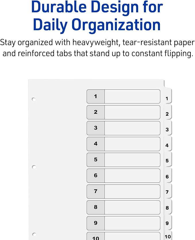 Avery Dividers for 3 Ring Binders, 10 Tabs per Set, Customizable Table of - Image 5