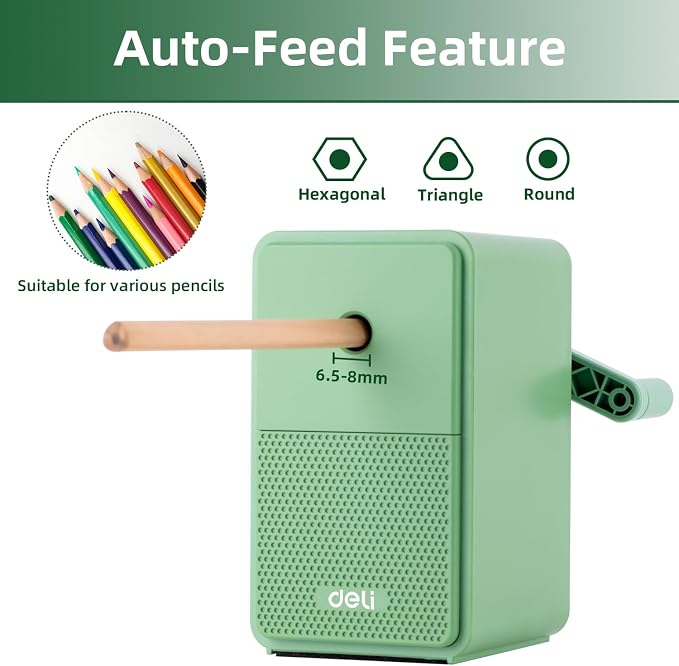 Deli Manual Hand Crank Pencil Sharpener - Image 2