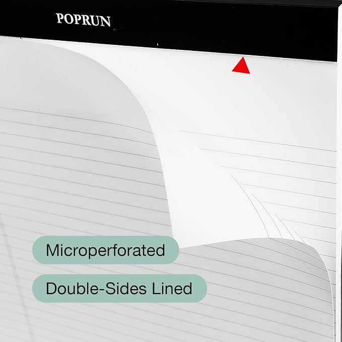 POPRUN White Legal Pads 8.5 x 11.75 Wide Ruled, 100GSM Writing Paper Pad - Image 5