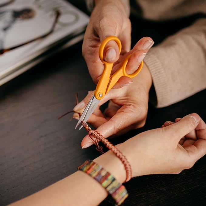 Fiskars Premier No. 5 Micro-Tip Orange-Handled Fabric Scissors, Double Loop - Image 7