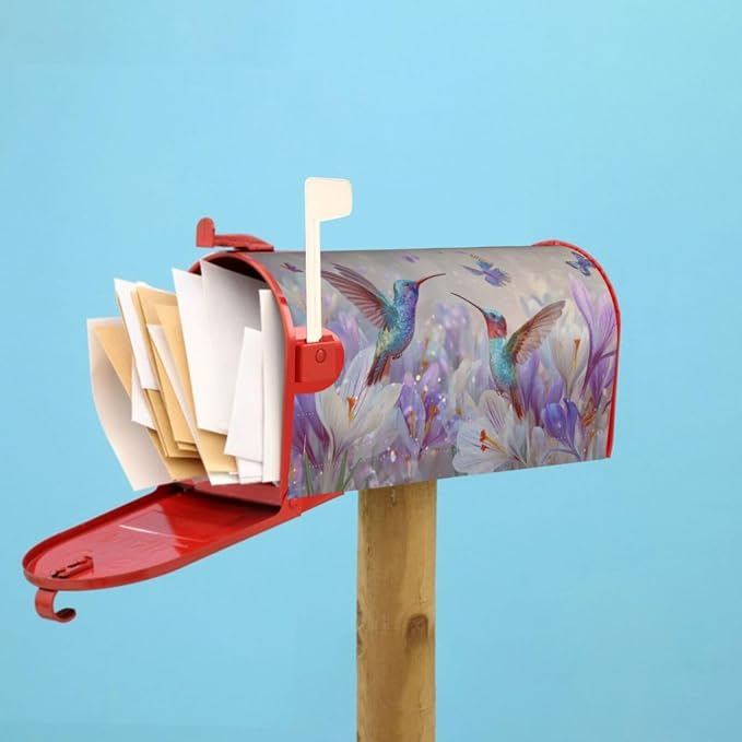 Spring Hummingbird Blooming Flowers Welcome Magnetic Mailbox Cover, Mailbox - Image 6