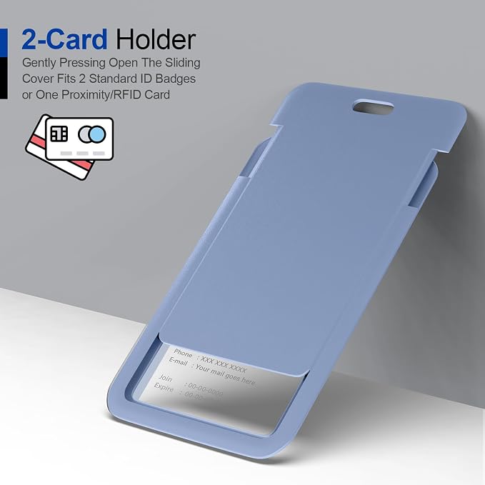 JINEASY ID 2 Pack Sky Blue Hard Plastic ID Badge Holder Vertical Badge ID Case - Image 4