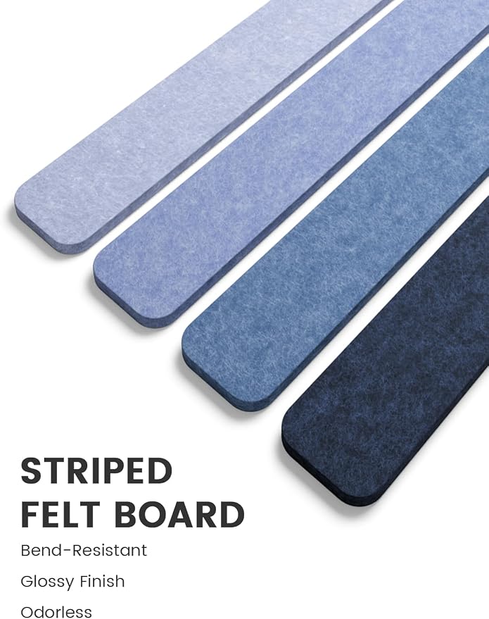 Fluxynara Cork Board Alternative Felt Strip Board 5-Pack 13"x2", Office Pin - Image 3