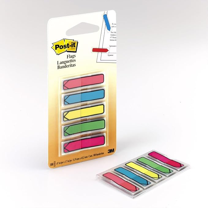 Post-it Arrow Flags, 0.47 in Wide, 20 Flags per Color, 100 per Pack, 2 Packs - Image 2