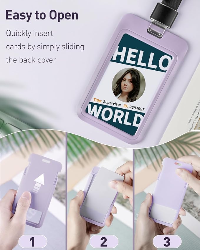 Uniclife 6 Pack Sliding ID Badge Holder Vertical Hard Plastic Case - Image 6