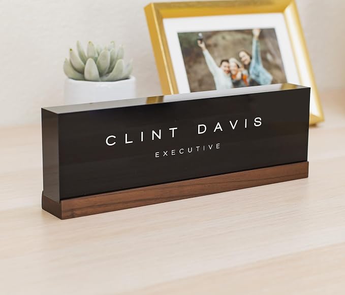 Personalized Acrylic Name Block w/Wooden Base - Image 7