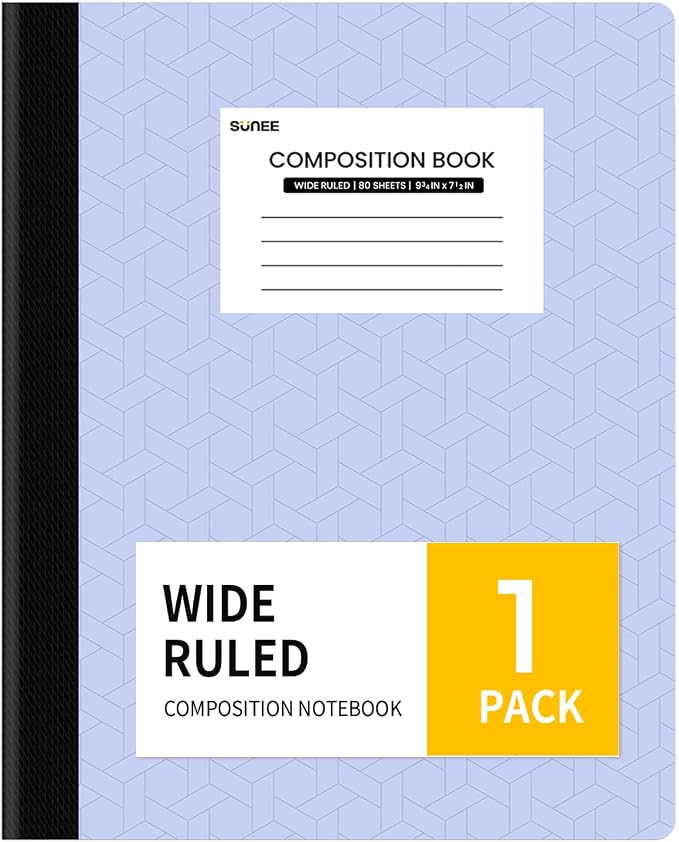 SUNEE Composition Notebook, Wide Ruled Paper, Home School Supplies by SUNEE