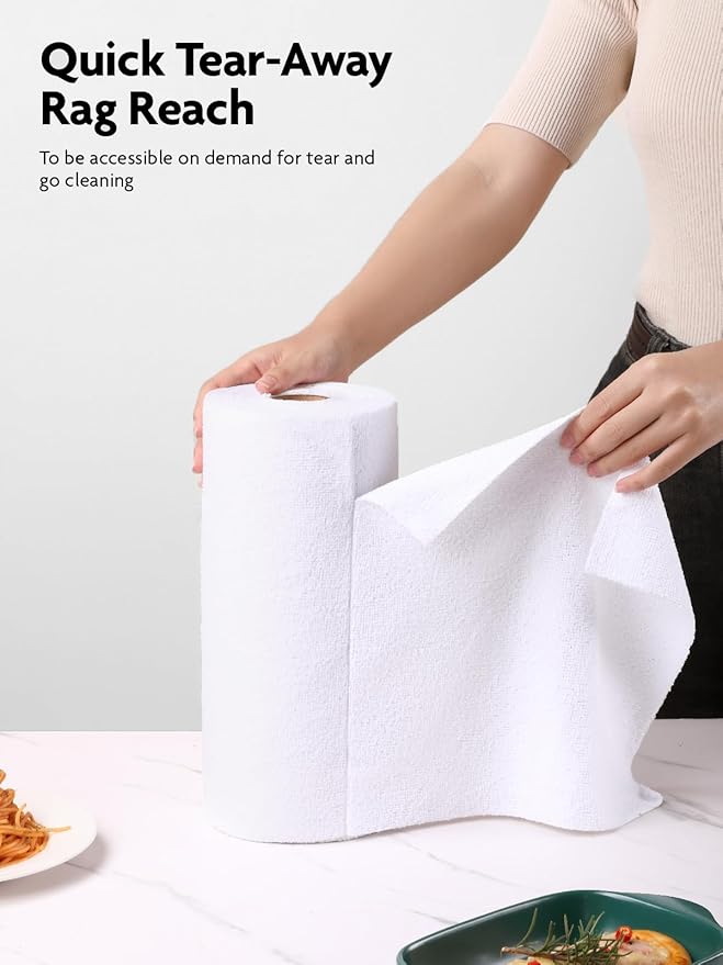 Fantasticlean Microfiber Cleaning Cloth Roll -40 Pack, Tear Away Microfiber Towels, 12" x 12", Reusable, Washable, Scratch Free, Ultra Absorbent Dish Rags for Car, Home, Garage or Shop (White)-DeskLoop Office