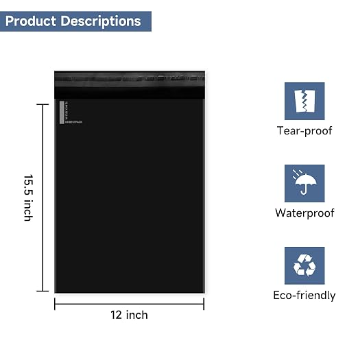 KKBESTPACK 200 Pcs 12x15.5 Poly Mailer Envelopes Shipping Bags Self Adhesive - Image 2