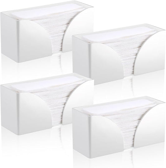 4Pack White Paper Towel Dispenser Countertop Acrylic Paper Towel Holder for Bathroom Folded Paper Towel Dispenser Clear Trifold Napkin Holder for Z-fold, C-fold, MultiFold Trifold-DeskLoop Office