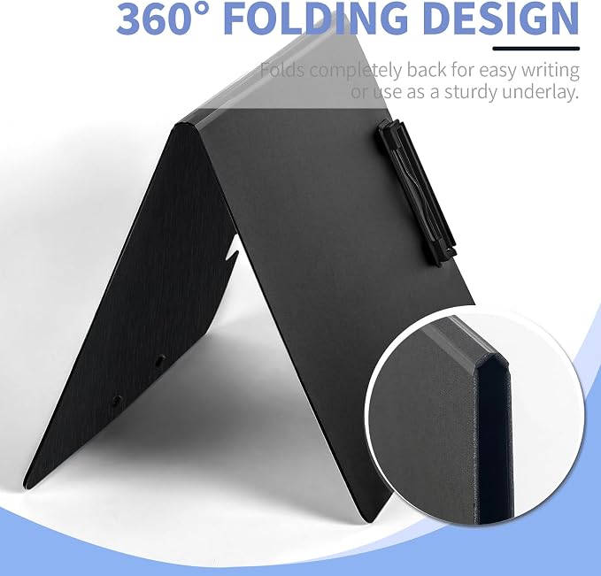 Clipboard Folder, with Dual Metal Clips, Embossed-Texture, Folding 360° Rotating - Image 3