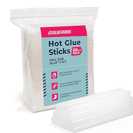 50pcs Full Size Hot Glue Sticks for Large Glue Gun, 0.43x6 inches Large Glue Sticks, Bulk-Pack for Arts Crafts DIY Fabric Gluing & More-DeskLoop Office