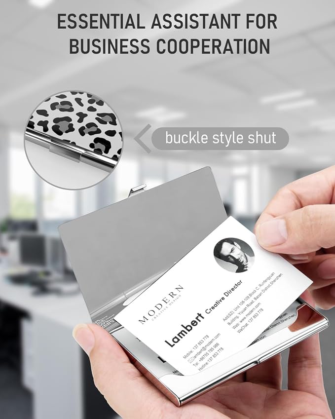 Business Card Metal Slim Organizer, Professional Stainless Steel Square Pocket - Image 5