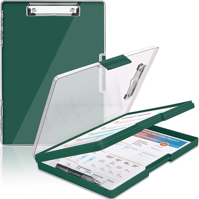 SFLHHDM Clipboard with Storage, Heavy Duty Clip Boards 8.5x11 with 2 Storage by SFLHHDM