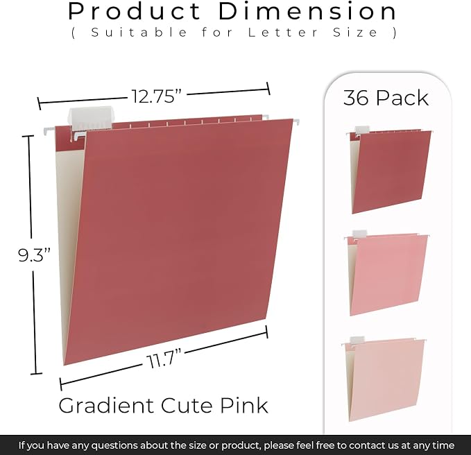 Y YOMA 36 Pack Gradient Hanging File Folders Letter Size Decorative Hanging - Image 3