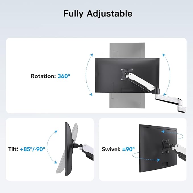 HUANUO Triple Monitor Stand - Full Motion Articulating Gas Spring Monitor Mount Fit Three 17 to 32 inch LCD Computer Screens with Clamp, Grommet Kit-DeskLoop Office