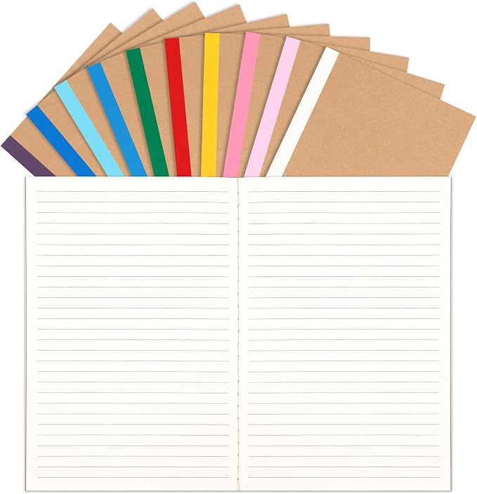 LABUK 10pcs A5 Composition Notebook Journals Bulk, Kraft Lined Notebooks by LABUK
