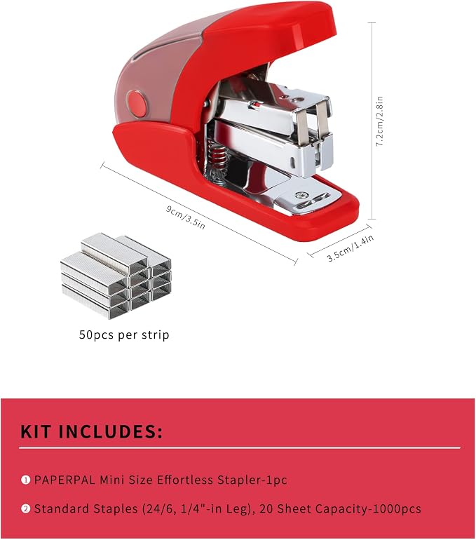PAPERPAL Effortless Mini Stapler Set, 20 Sheet Capacity, 000 1/4-inch staples - Image 2