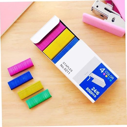 800Pcs Mini Color Staples DIY Shop Stapler Refills Standard Book Mini Color - Image 3