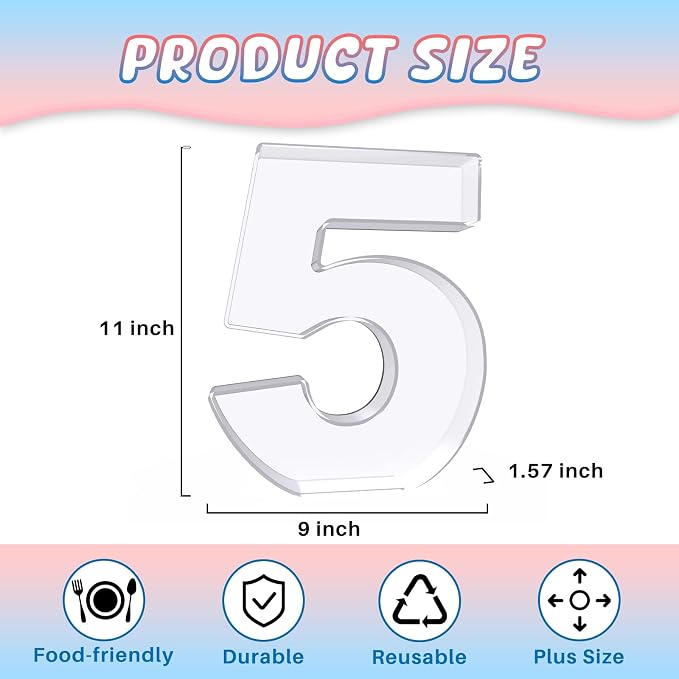 11" Acrylic Number Charcuterie Box, Reusable Fillable Alphabet Number Shaped - Image 2