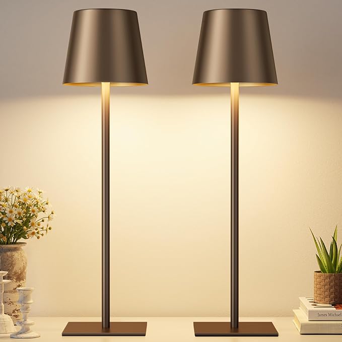 Kakanuo Brown Cordless Rechargeable Table Lamp, 2 Pack Portable Desk Lamp - Image 6