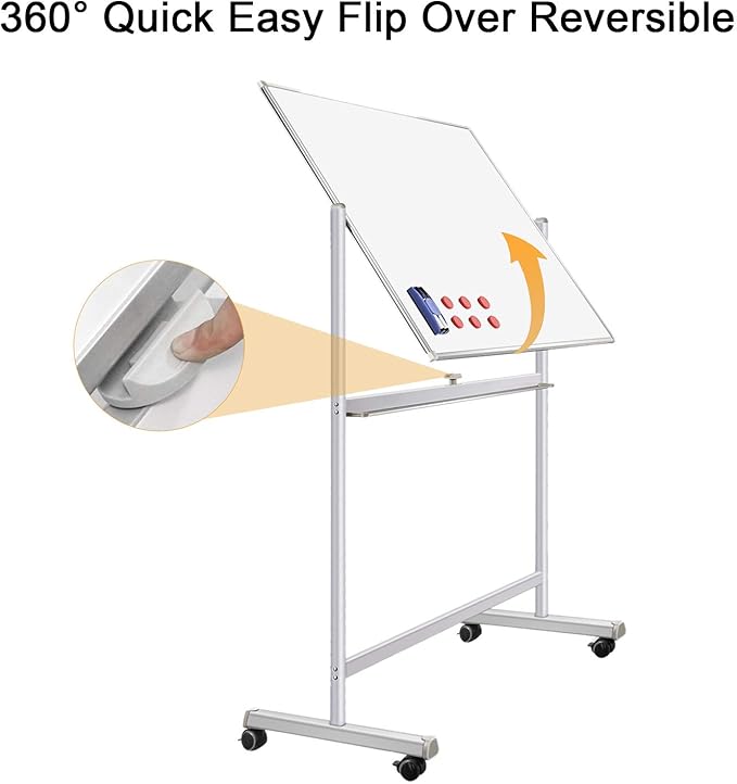 H-Qprobd Mobile Whiteboard 72"x40" Magnetic Dry Erase Board with Stand Double-Sided Rolling Whiteboard for Office, Home & School-DeskLoop Office