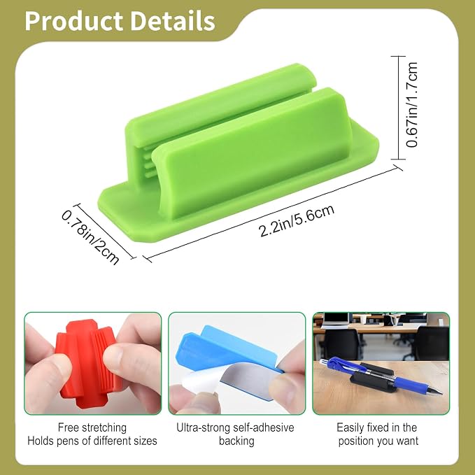 20 Pack Silicone Pencil Holders, Adhesive Pen And Marker Holders，Colorful | - Image 3