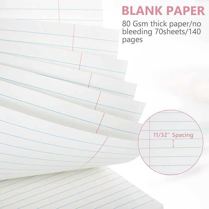 6 Pack 8.5 x 11'' Top Bound Office Steno Book Wide Ruled Double Sided Spiral Notebooks Reliable White Paper 70 Sheets/Pad Pastel Colors Covers for Writing School Notes(Bohemian Color)-DeskLoop Office