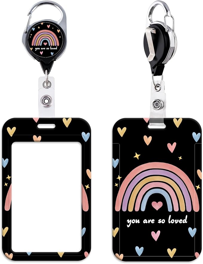 Cute Rainbow Badge Reel Whit ID Holder Love Heart by beemorita