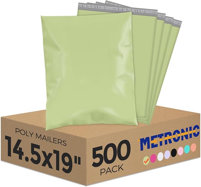 Metronic Poly Mailers 14.5X19 500Pack, Strong Adhesive Shipping Envelopes by METRONIC