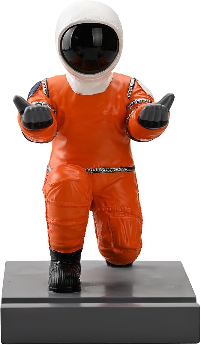 Astronaut Resin Pen Holder, Mobile Phone Stand, Device Stand, Desk Organizer Decorative Pen Holder (Orange&Black)-DeskLoop Office